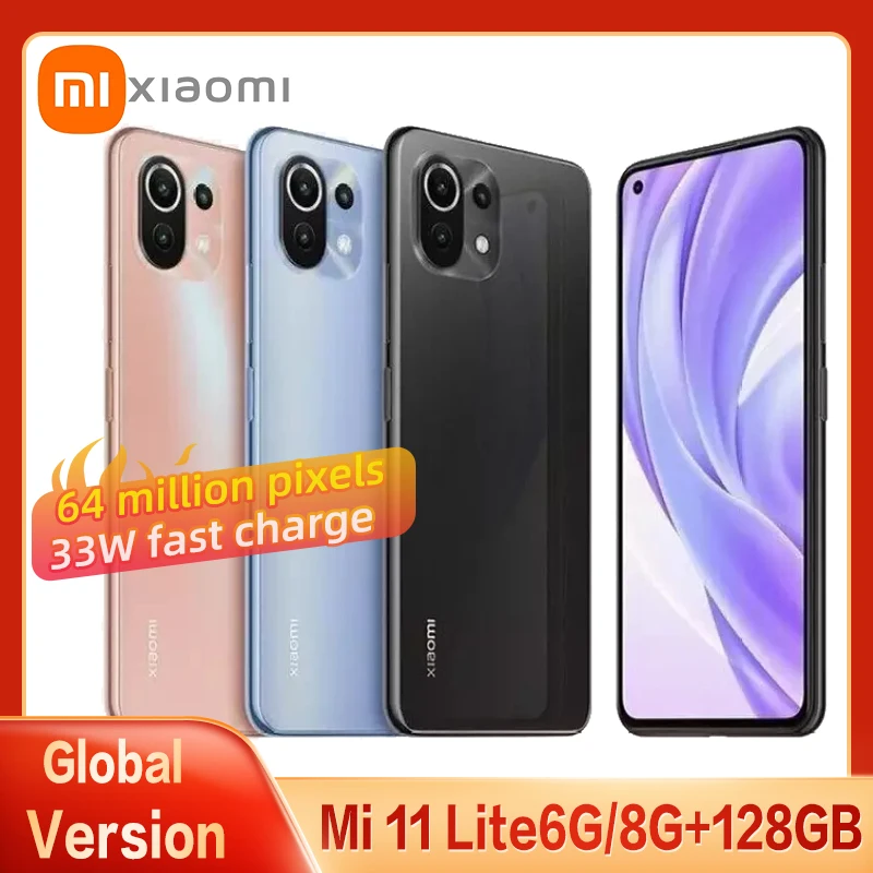 

Global Version Xiaomi Mi 11 Lite Smartphone Snapdragon 732 Eight Core AMOLED Full Screen 64MP Pixel 33W Fast Charge NFC Phone