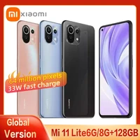 global version xiaomi mi 11 lite smartphone snapdragon 732 eight core amoled full screen 64mp pixel 33w with nfc mobile phone