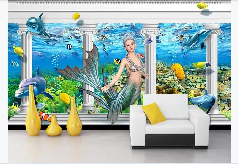3d фотообои с изображением подводного мира настенные панели для детской комнаты