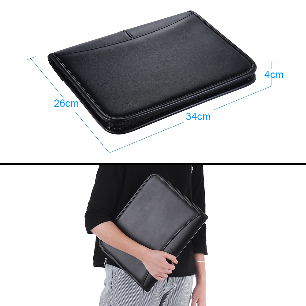 Многофункциональный Профессиональный Бизнес портфель Padfolio папка для документов чехол A4 из искусственной кожи на молнии с застежкой держатель для карт
