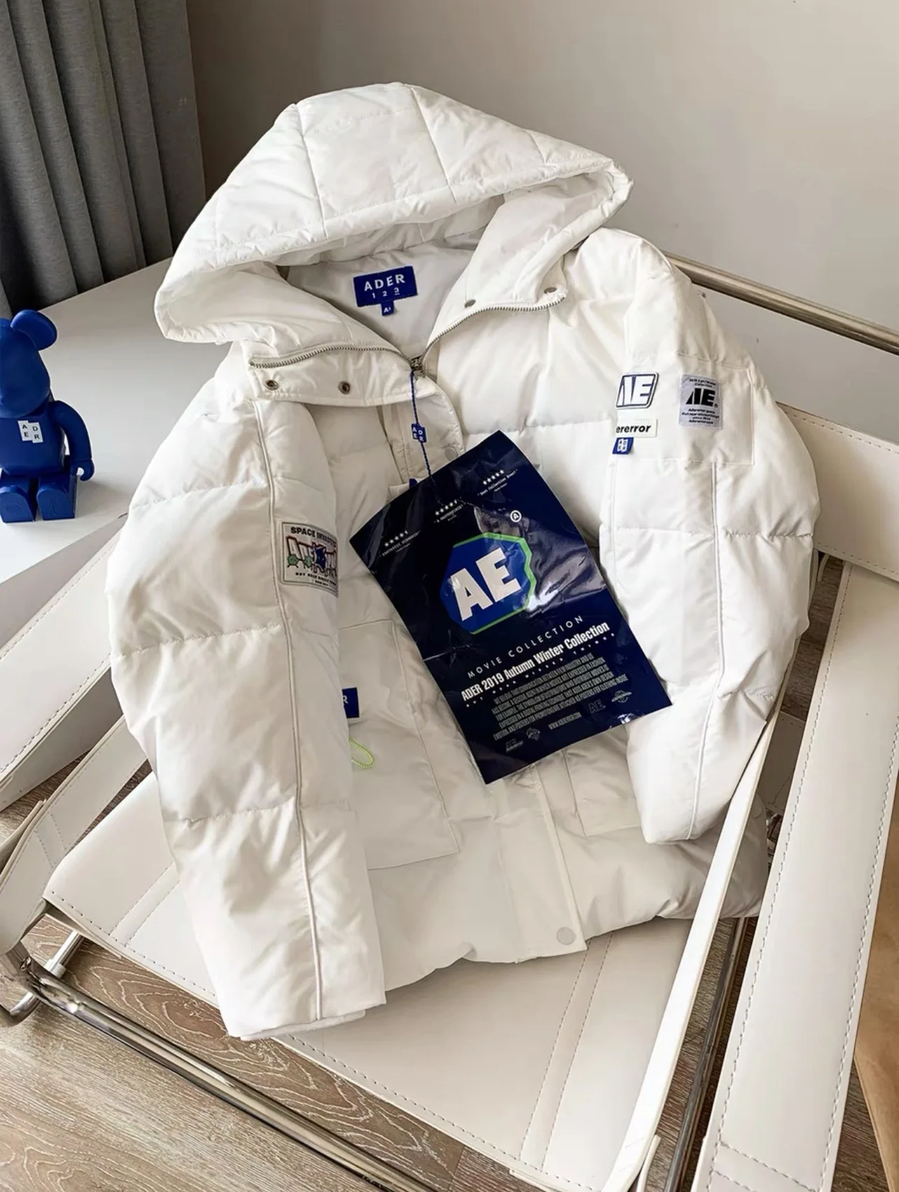 ADER autumn winter new down jacket high quality 1:1 Korean fashion simple Adererror warm mid-length hooded unisex loose jacket