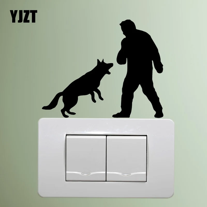 

YJZT Police Dog Training Wall Switch Sticker Home Room Decor Vinyl Decal Modern Art S19-0190