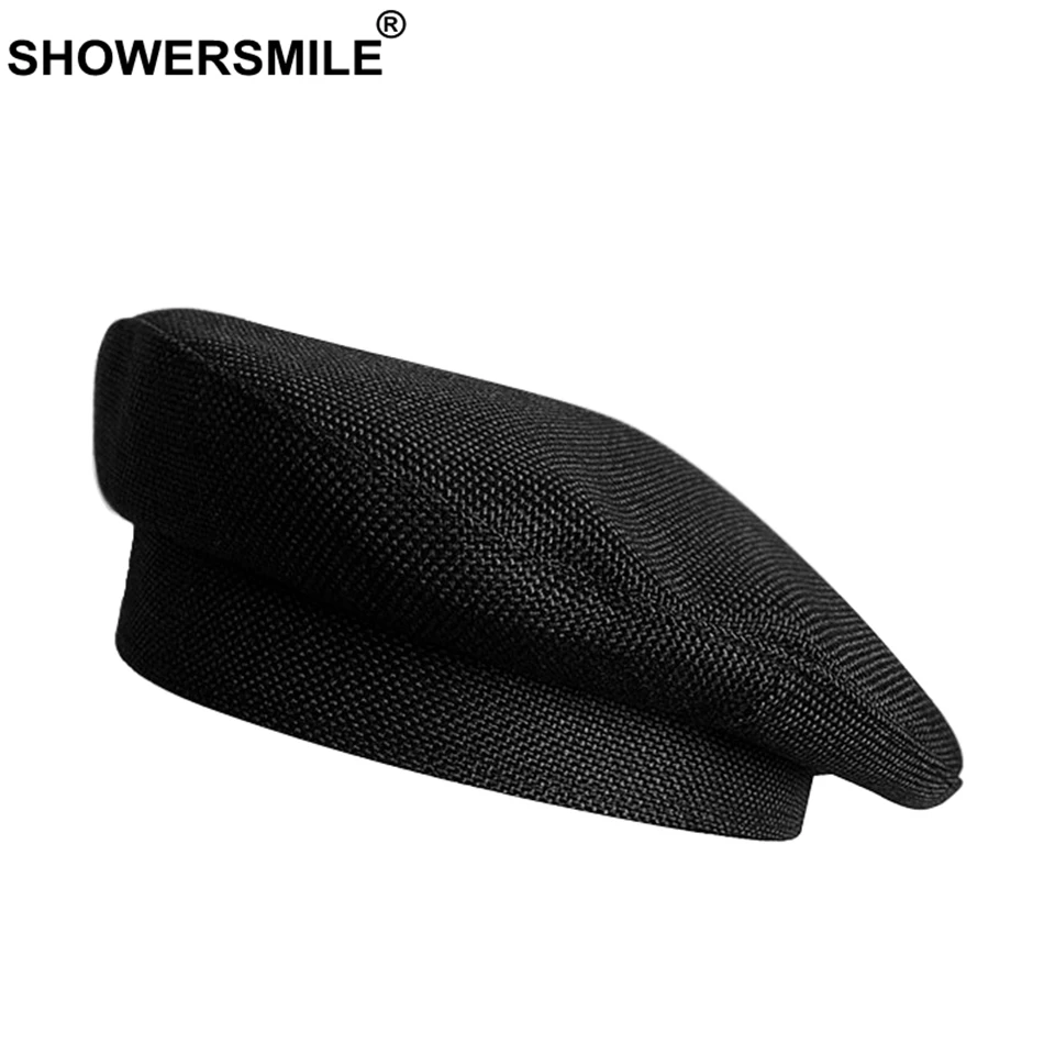 SHOWERSMILE, хлопковые береты для женщин, гусиная лапка, белый, черный цвет, шапка художника, женская элегантная, весна-лето, женская, французская шляпа художника