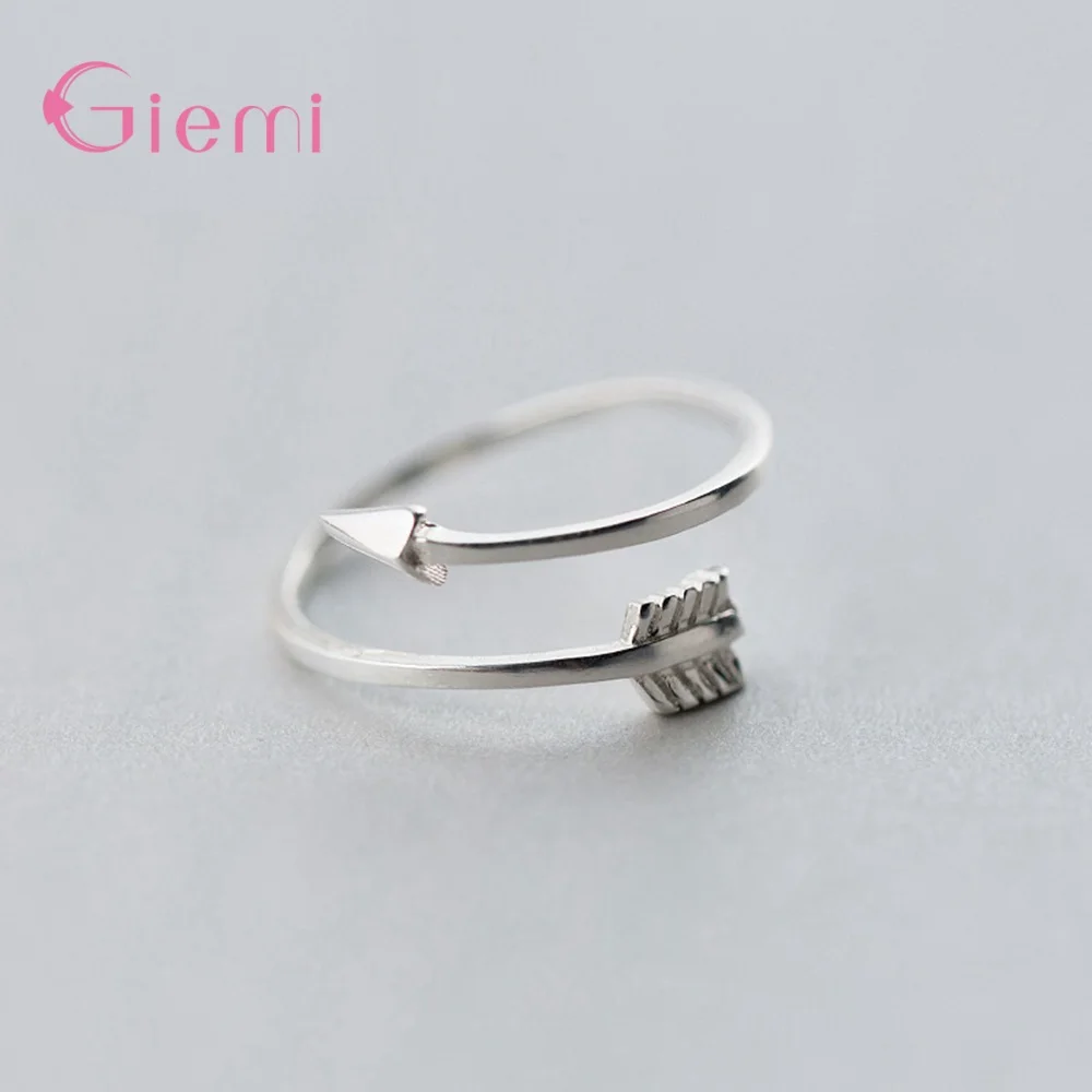 

100% Real S925 Sterling Silver Elegant Simple Meaningful Arrow Adjustable Open Rings For Women Girlfriend Proposal Jewelry Gifts