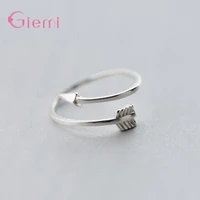 100 real s925 sterling silver elegant simple meaningful arrow adjustable open rings for women girlfriend proposal jewelry gifts