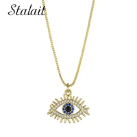 brand gold crystal evil eye necklaces jewelry for women cubic zirconia copper initial necklace aesthetic accessories