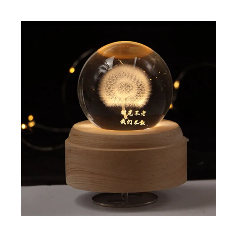 Christmas 3D Rotating Music LED lamp light Crystal Wooden Children's night lampara Multicolor Lighting For Kid Gift Decor | Лампы и