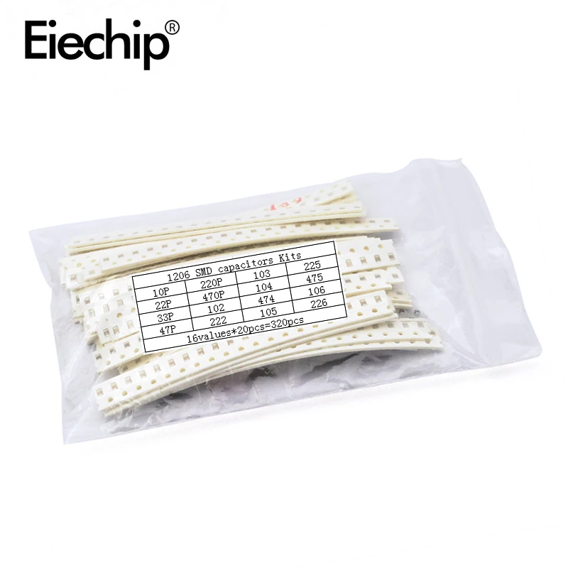 1206 конденсаторы SMD смешанный набор 10PF 22UF 16 ценности * 20 штук = 3 комплект