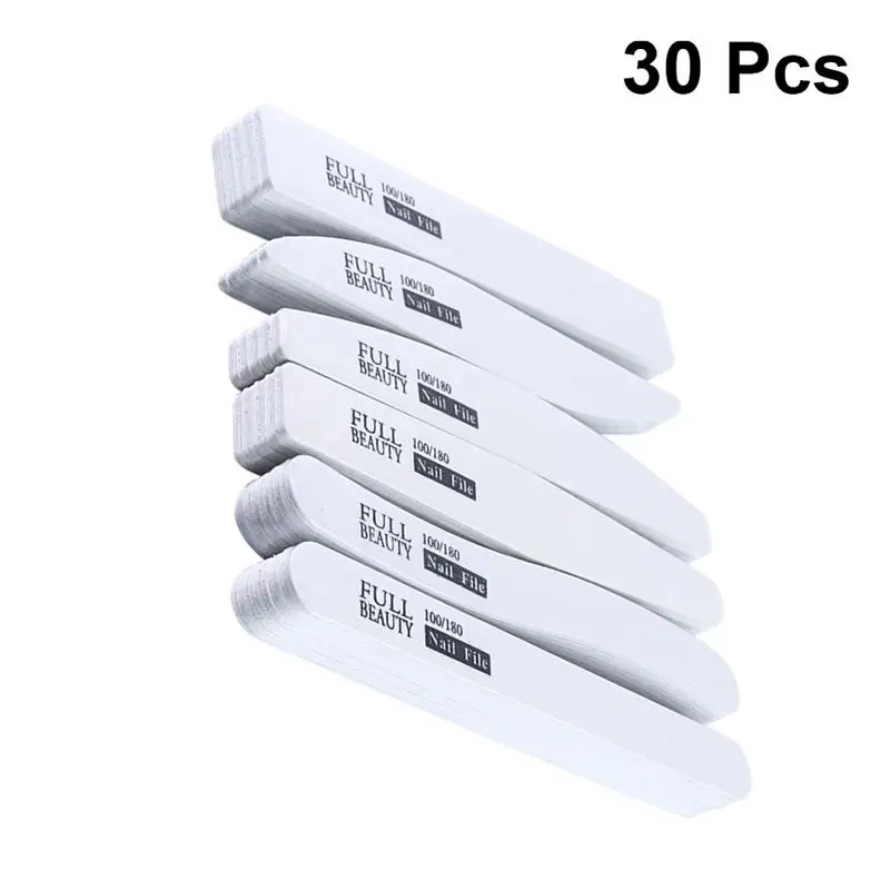 

30PCS Professional Nail Files Washable Grit Double Sided Manicure Nail Buffers for Smooth and Shiny Nails (6 Shapes)