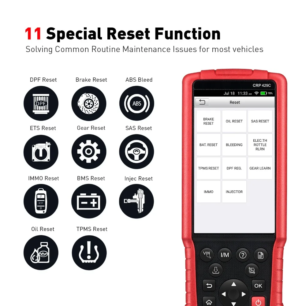Запуск CRP429C для двигателя/ABS/SRS/AT+ 11 сервис OBD2 считыватель кода сканер obd Авто диагностический инструмент