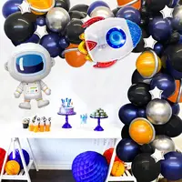Space Themed Balloon Garland Kit with Rocket Astronaut Foil Balloons for Kids Boy Birthday Baby Shower Party Supplies  Decors