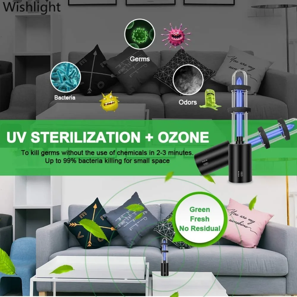 

Ultraviolet UV Sterilizer Light Tube Bulb Disinfection Bactericidal Lamp Ozone Sterilizer Mite Lights Rechargeable Portable Lamp