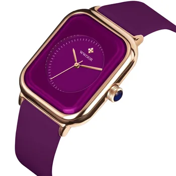 Fashion Square Purple Ladies Quartz Wristwatch - Silicone Band 5