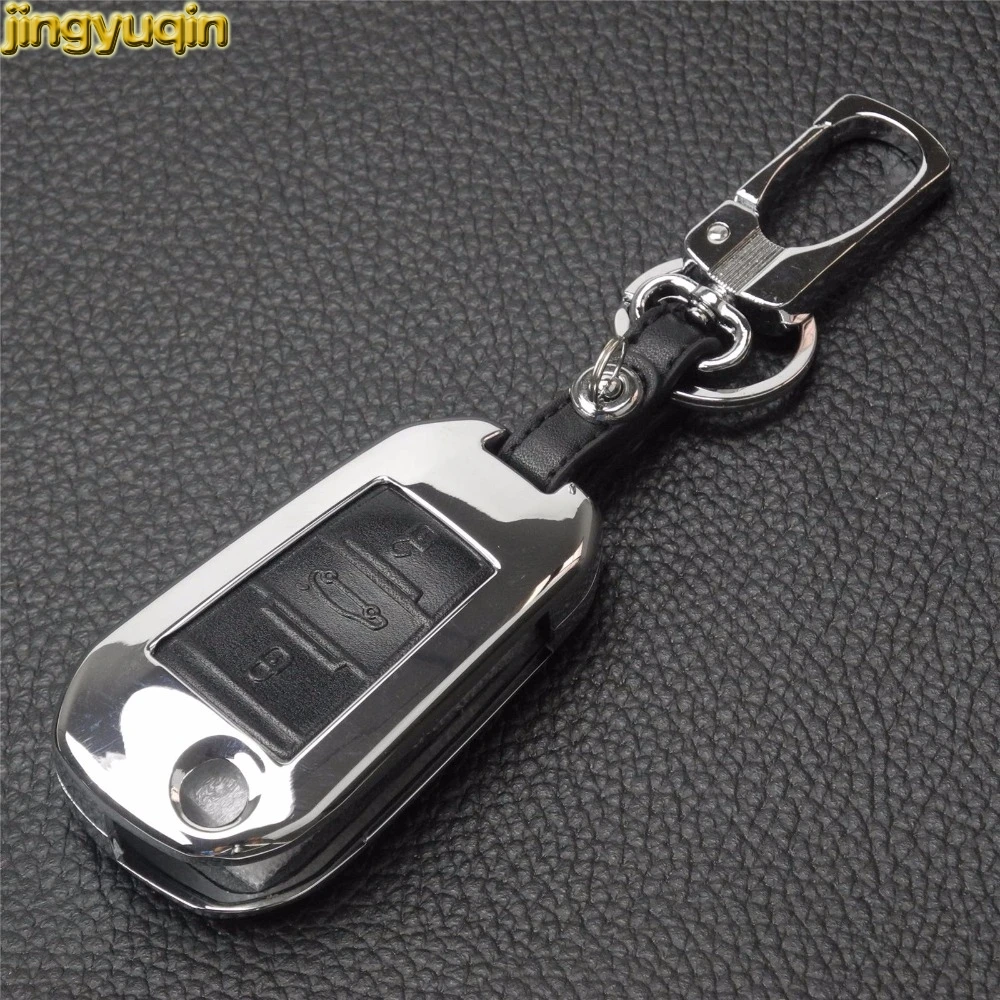 

Jingyuqin 5pcs Zinc Alloy+Leather Key Case For Peugeot 2008 308 3008 508 4008 408 Citroen C5 C6 C4L CACTUS C3XR DS5L Elysee 2016