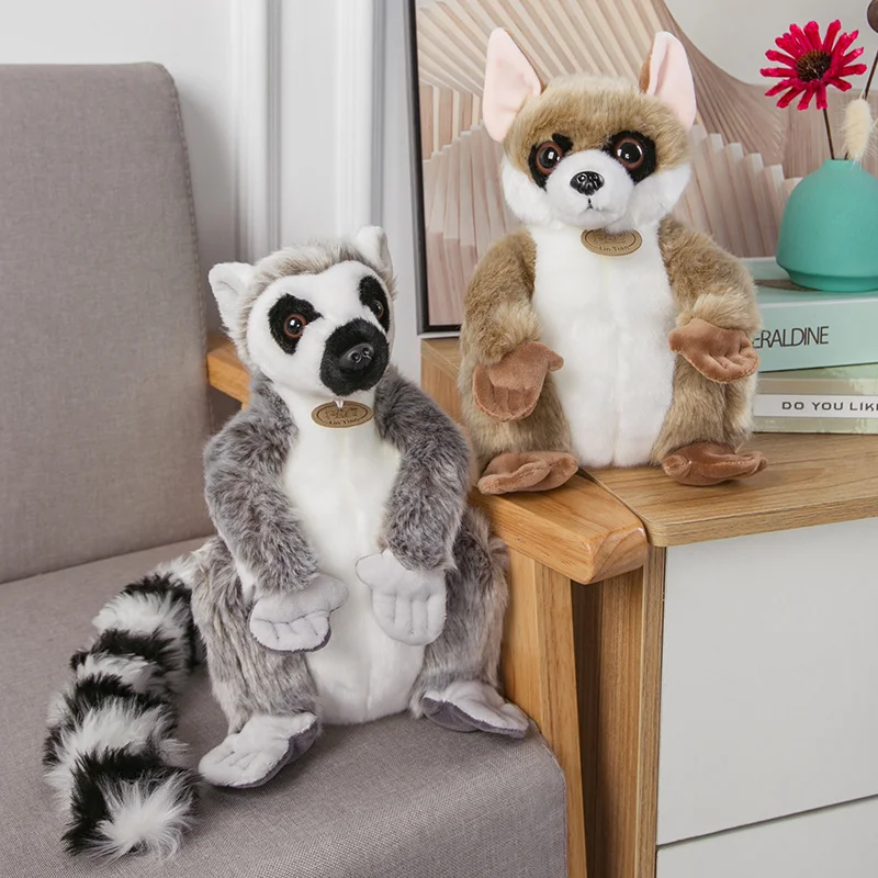 Peluche de simulación de Lemur para niños, muñeco de peluche de mono, almohada suave, regalos de cumpleaños y Navidad, 24/30CM, 1 ud.