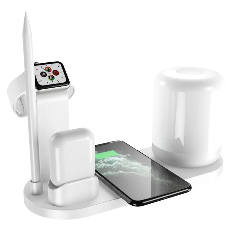 10 Вт 5 в 1 Qi Беспроводная зарядная подставка для IPhone 12 11 XS XR X 8 AirPods Pro зарядная док-станция для Apple Watch IWatch Pencil