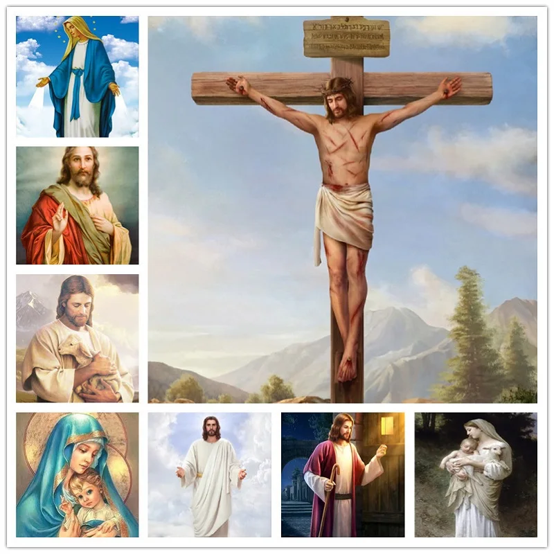 

Religious Embroidery Diamond Painting Virgin Jesus Character Cross Stitch Full Diamond Mosaic Home Decoration Painting