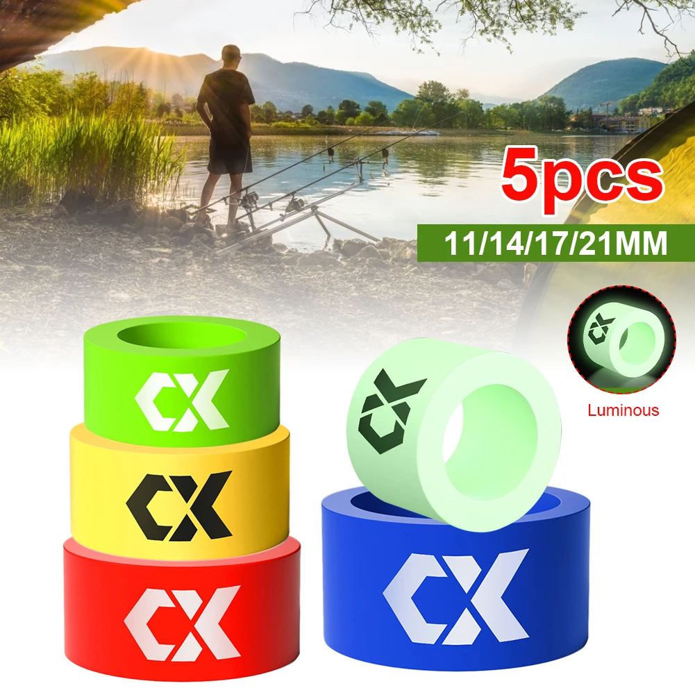 

5pcs Anti-skid Fishing Rod Ring Luminous Silicone Rod Stop Ring Finger Rod Ring Fishing Gear Accessories Fishing Tools Non-slip