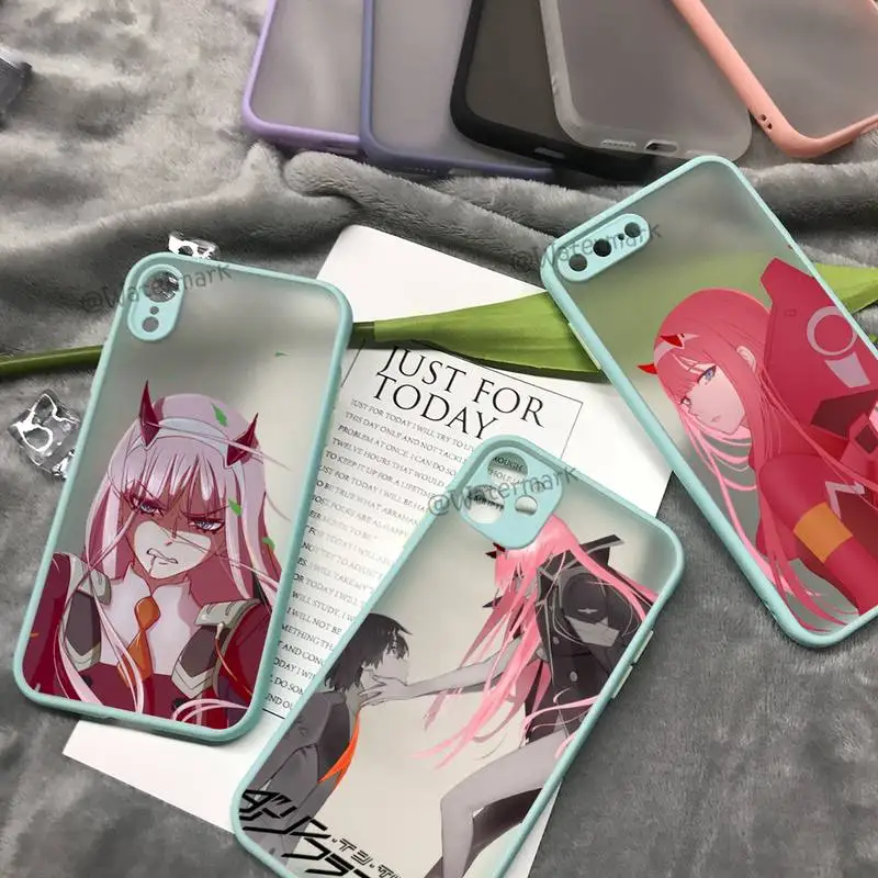 

Darling In The FranXX Anime Phone Case For IPhone 8 7 Plus X Xr Xs 13 12 11 Pro Max Sky Blue Matte Translucent Cover