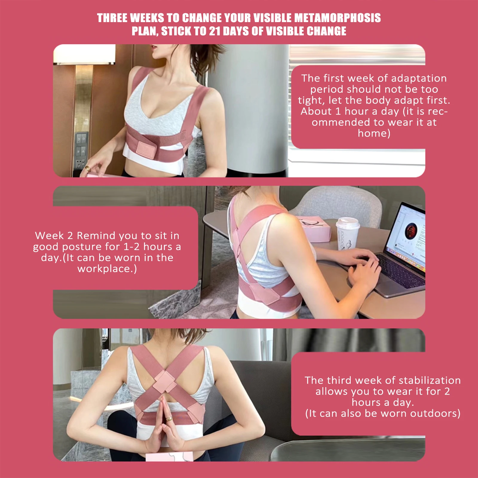 

New Posture Corrector Spine Back Shoulder Support Corrector Band Adjustable Brace Correction Humpback Back Pain Relief