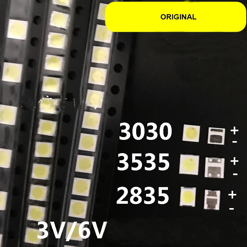 Новинка 100 шт./лот SMD LED 3030/3535/2835 3 в 6 холодный белый 1 Вт для ТВ/ЖК подсветки