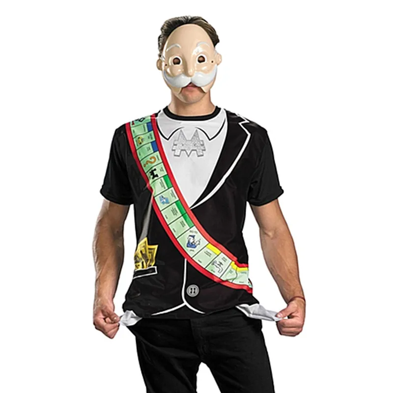Монополия человек маска со шляпой взрослый костюм Набор Хэллоуин маски белая