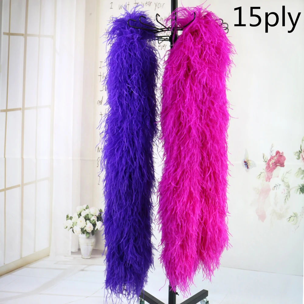 Boa de plumas de avestruz de 30 capas, mant&oacute;n de plumas de avestruz rojo de 2 M para artesan&iacute;a, accesorios de boda, decoraci&oacute;n de vestidos, plumas-1