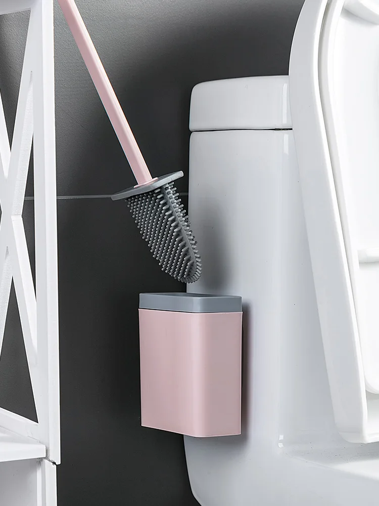 

Toilet Brush Wc Gap Brush with Holder Silicone Toilet Brush Hanging Type Flat Head Flexible Bristles Brush Bathroom Accessories