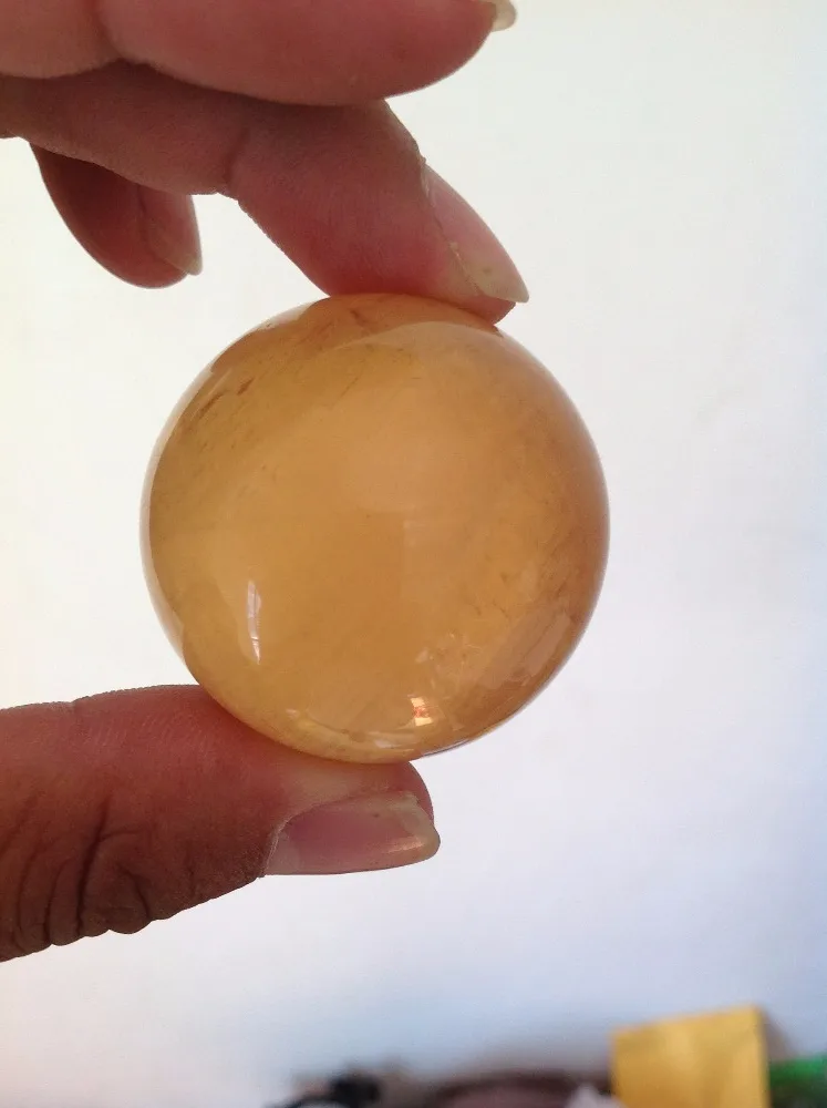 40 мм натуральный оранжевый кальцит СФЕРА ХРУСТАЛЬНЫЙ кварцевый шар чакра