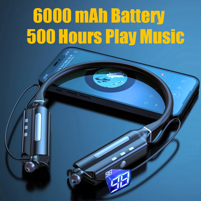 500Hours Playback Wireless Headphones Bluetooth Earphones Sports Waterproof Headset Noise Reduction Earbuds Can Be As Power Bank