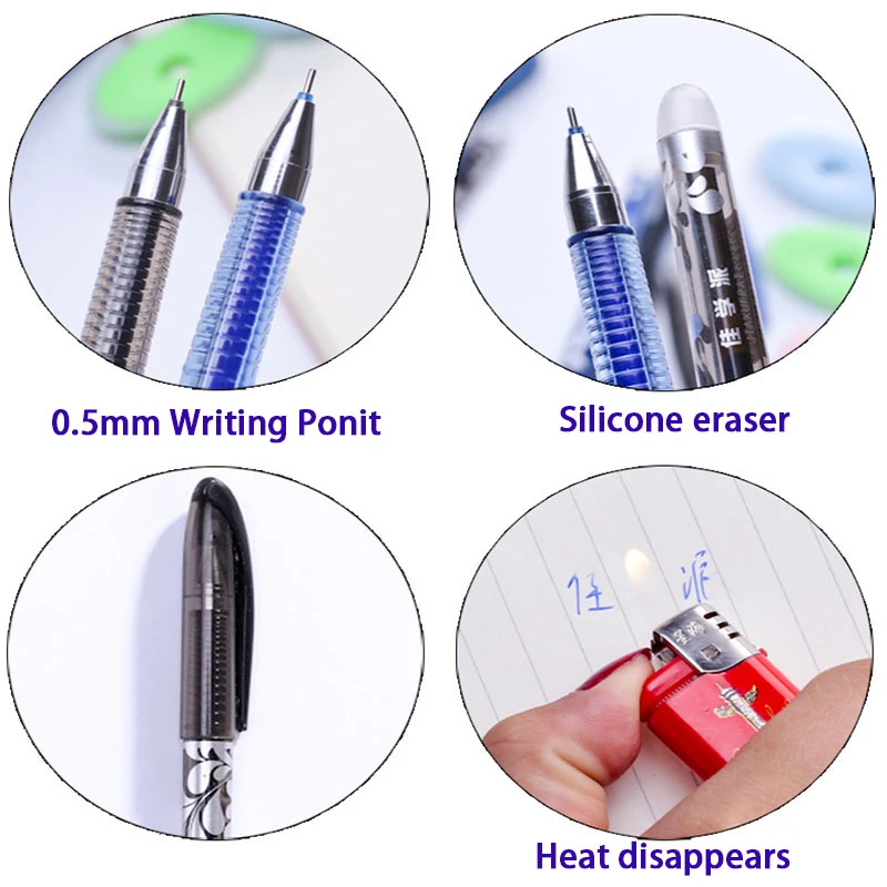 Мультяшная стираемая гелевая ручка 0 5 мм Сменные стержни синие Черные чернила