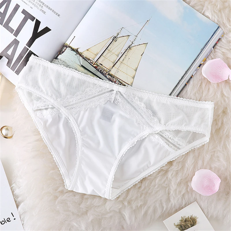 

Ladies sexy lace ice silk panties lace low waist solid color simple and comfortable breathable soft briefs briefs A19259