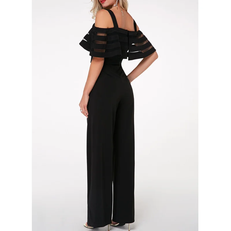 Комбинезон большого размера с длинными широкими штанинами черный комбинезон