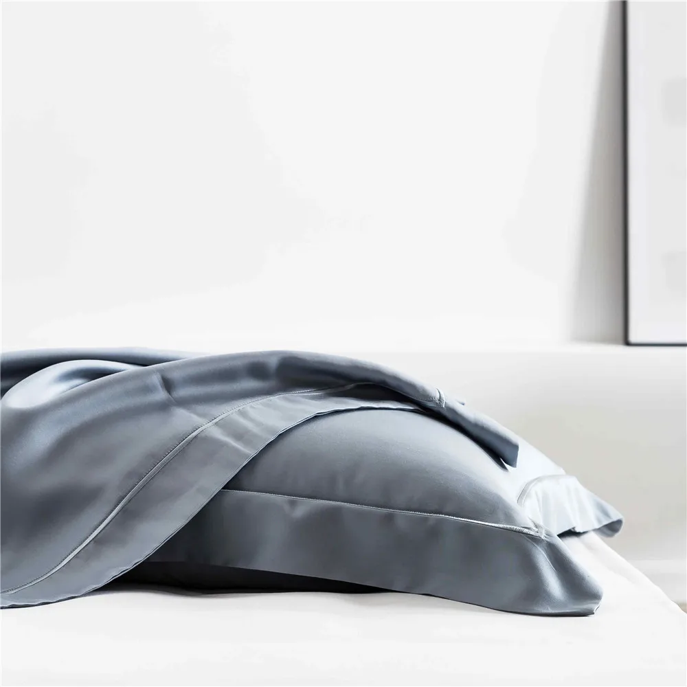 

Lofuka Luxury Women Gray 100% Silk Bedding Set Silky Queen King Quilt Cover Flat Sheet Or Fitted Sheet Set Pillowcase For Sleep