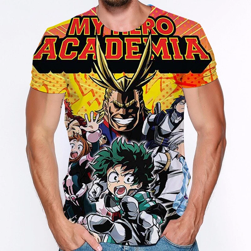 

3D My Hero Academia Printed T Shirt Men Sweatshirt Anime Clothing tshirt Round Neck Short Sleeve Funny T Shirts Tops & Tees