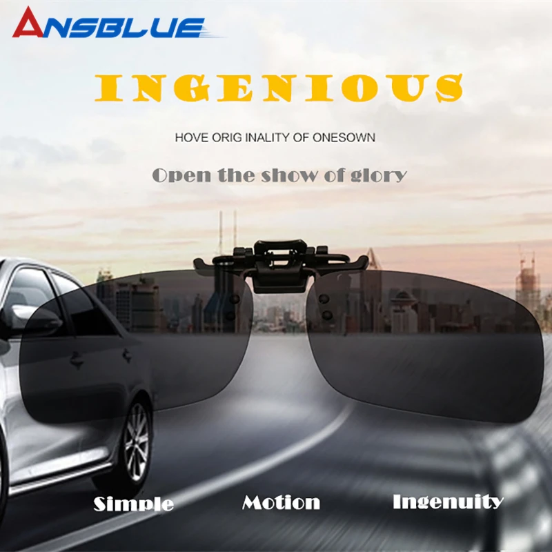 ANSBLUE Polarized Sun Glasses Clip On Sunglasses Driving Night Vision Lenses Plastic Case Anti-UVA400 Shades For Women Men Resin