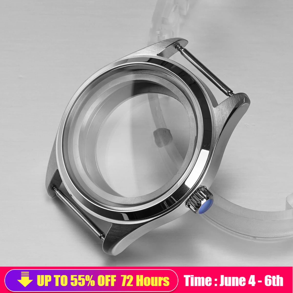 

Tudor Watch Case Sapphire Crystal Glass Fit miyota 8215 2813 movement for watches IWC Man watch Case With Transparent Back cover