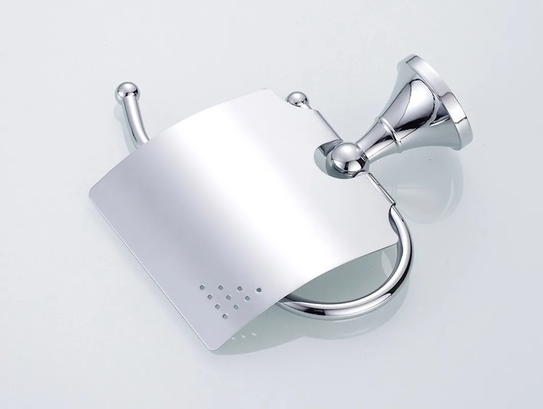 

Wall Mounted Toilet Paper Holder Brass Chroming Tissue Holder Dustproof Rolling Paper Box Bathroom Fixture Product F248