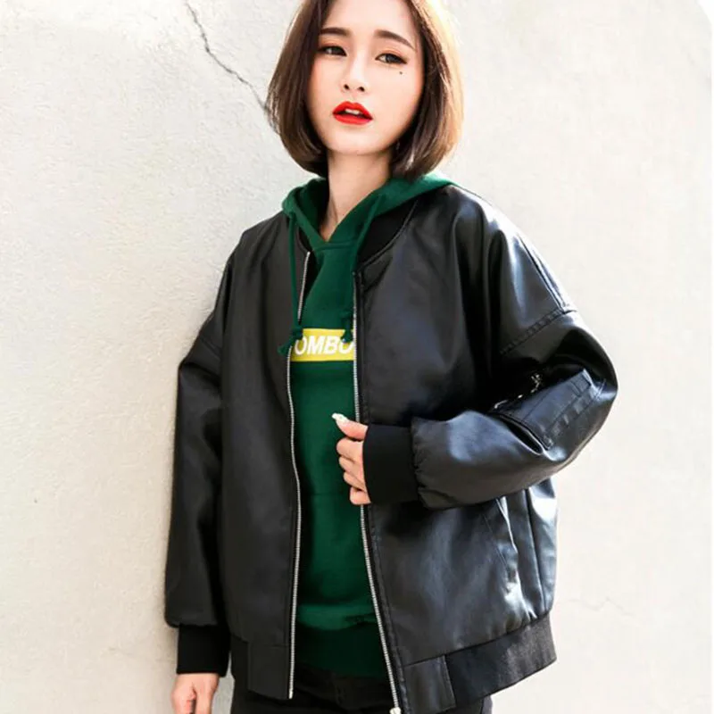 Мужская кожаная куртка весна-осень 2020 из ПУ кожи с длинным рукавом на молнии