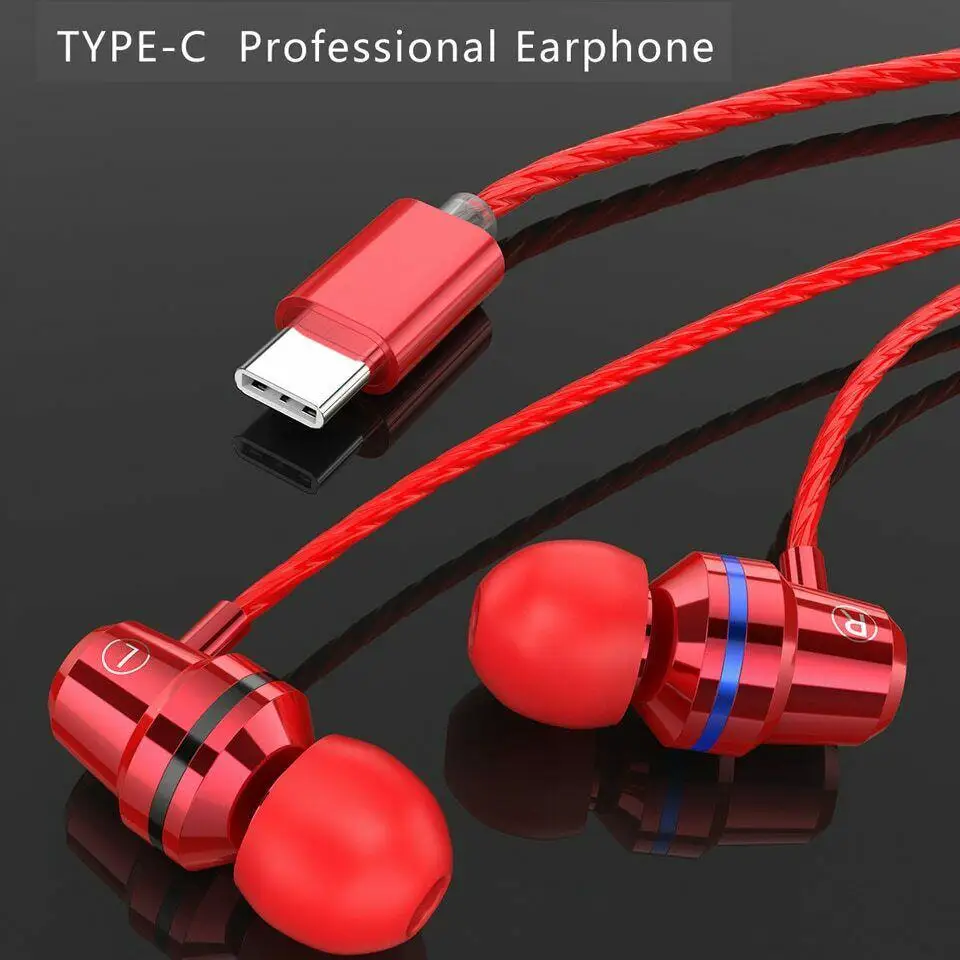 Металлические наушники USB Type C с микрофоном для Xiaomi samsung huawei Oneplus meizu Typec вкладыши