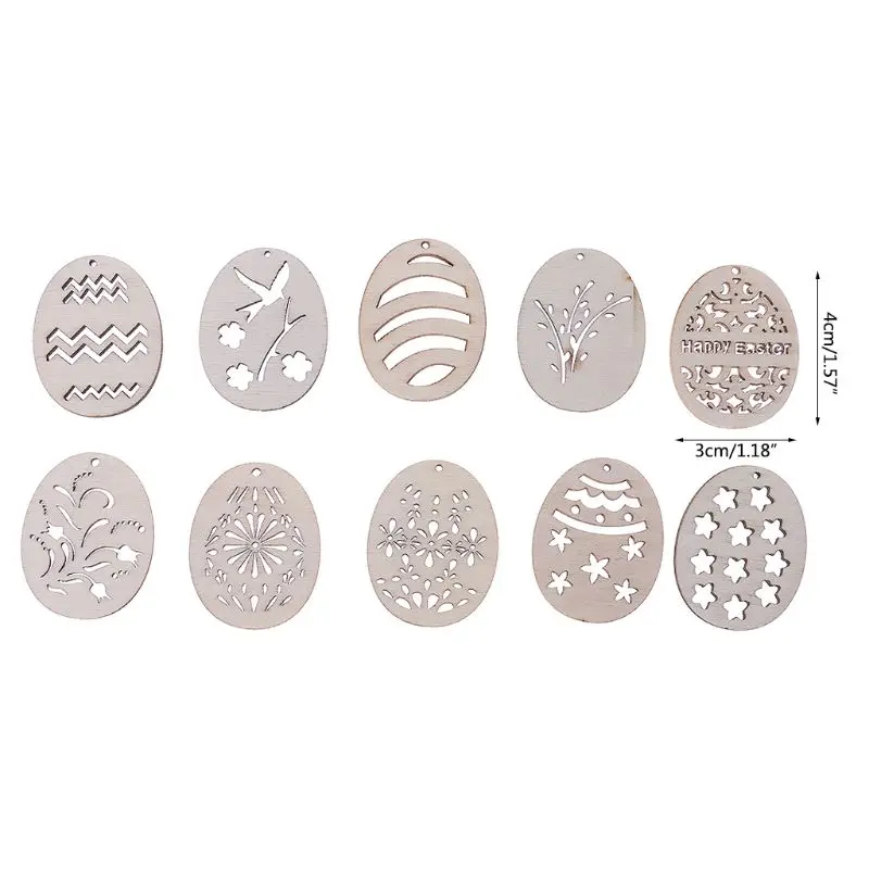 

25pcs Cut Wood Embellishment Wooden Easter Egg Shape Craft Wedding Decor 87HB