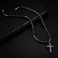 factory direct foreign trade hot selling style all match zircon claw chain chain magnetic black magnet cross pendant necklace