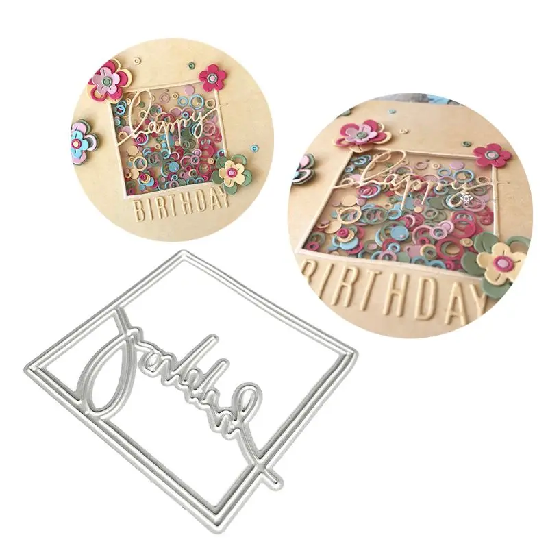 

Happy Frame Metal Cutting Dies Stencil DIY Scrapbooking Album Stamp Paper Card Embossing Craft Decor