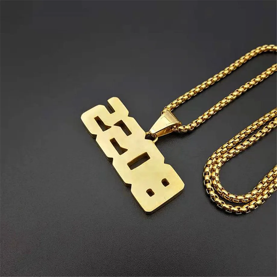 Мужская подвеска в стиле хип хоп из нержавеющей стали с надписью Boss золотистого