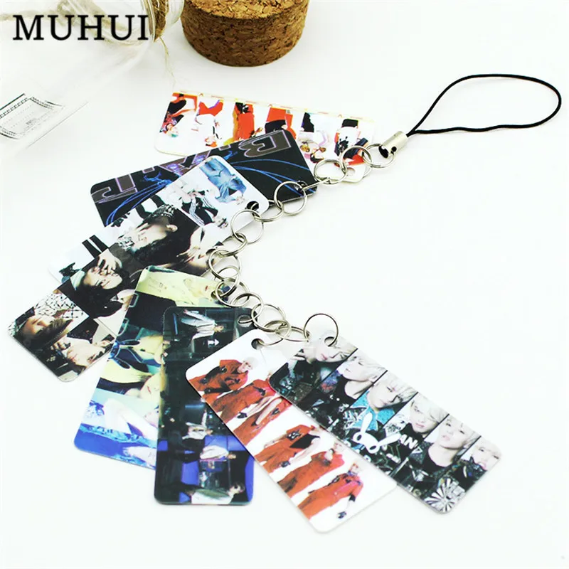 

Kpop BAP Photo Pvc Card String Keychain 8 pcs Cards/string Women Bag Accessories Key Chain Car Jewelry Chaveiro Llaveros