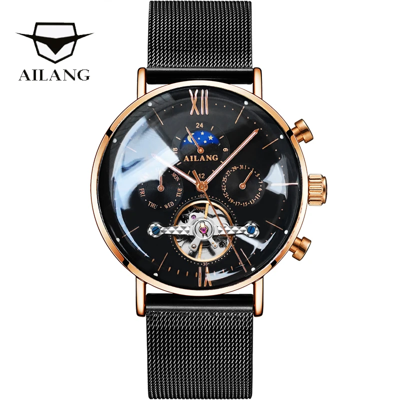 AILANG Minimalist Luxury Brand Waterproof Automatic Men's Mechanical Watch Fashion Luminous Pointer Sapphire Date Watch for Men