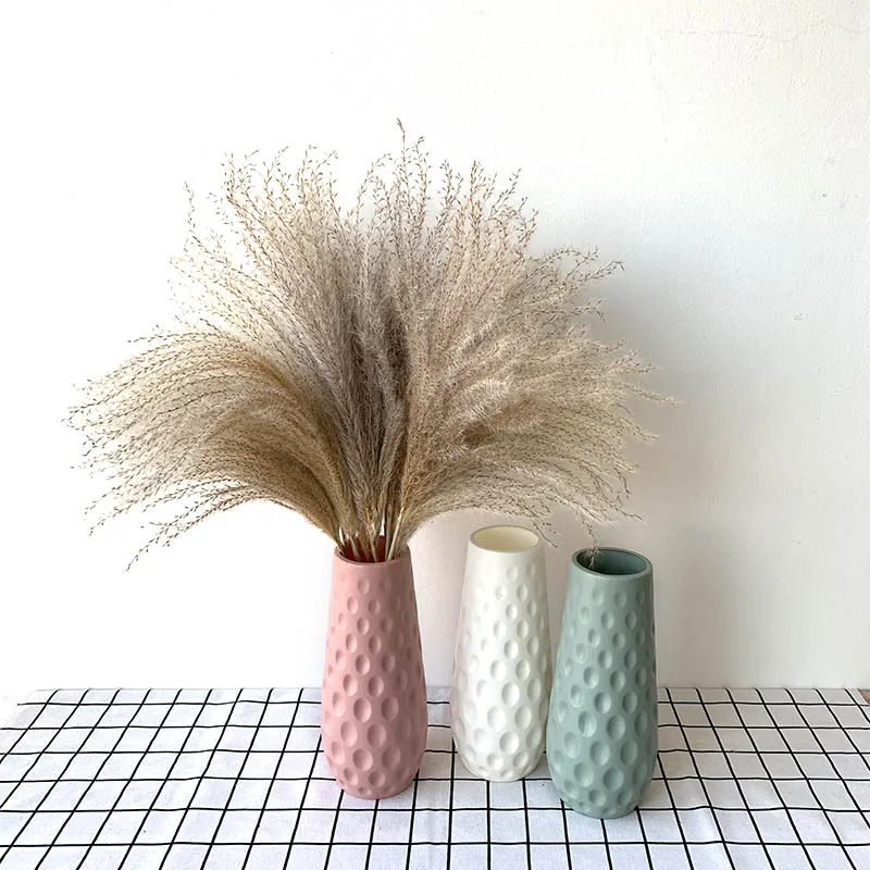 

20pcs pampas grass reeds bulrush dried flowers home decor wedding decor cheap artificial flower colored plastic vase eucalyptus