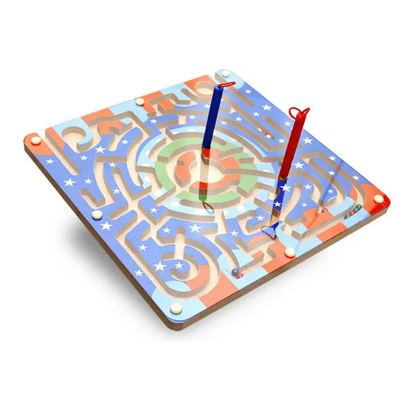 Деревянная Магнитная Шариковая Ручка-лабиринт головоломка магнитная детская