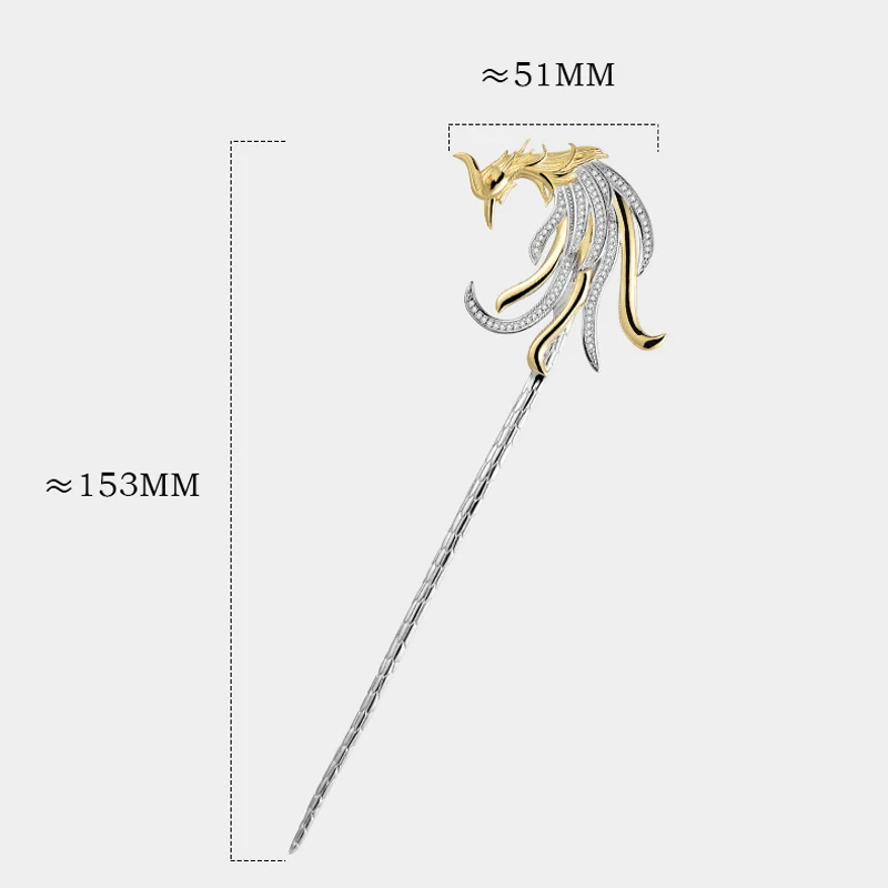 Палочки для волос с Фениксом из серебра 925 пробы Китайская Этническая бижутерия