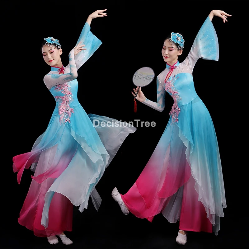 

2021 женский костюм для китайского традиционного танца, костюмы hanfu, платье, волшебный древний восточный сценический танцевальный костюм, кит...